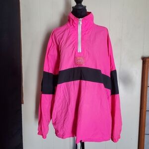 Australia Sports Club Windbreaker Neon Pink And Black 1/4 Zip Size XL